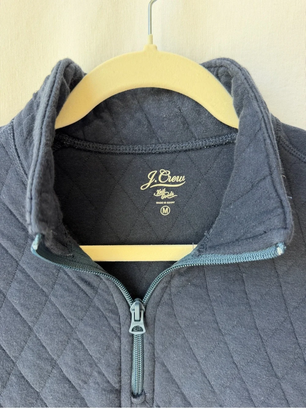 J.Crew Quilted Quarter Zip Pullover Size Medium Navy